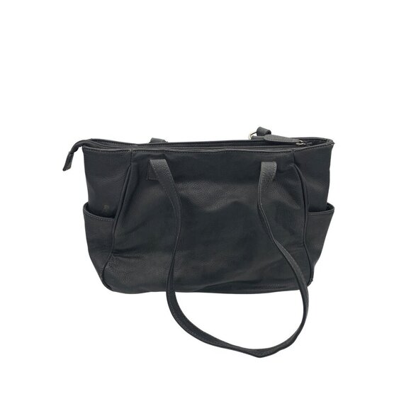 MultiSac Black Faux Leather Multi-Pocket Shoulder Bag With Adjustable Straps - Picture 3 of 13
